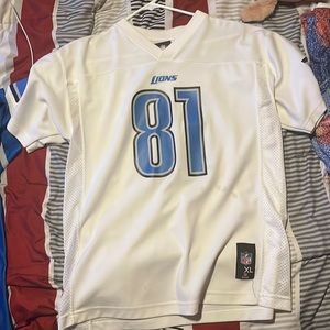 Calvin Johnson Lions Jersey White and Blue